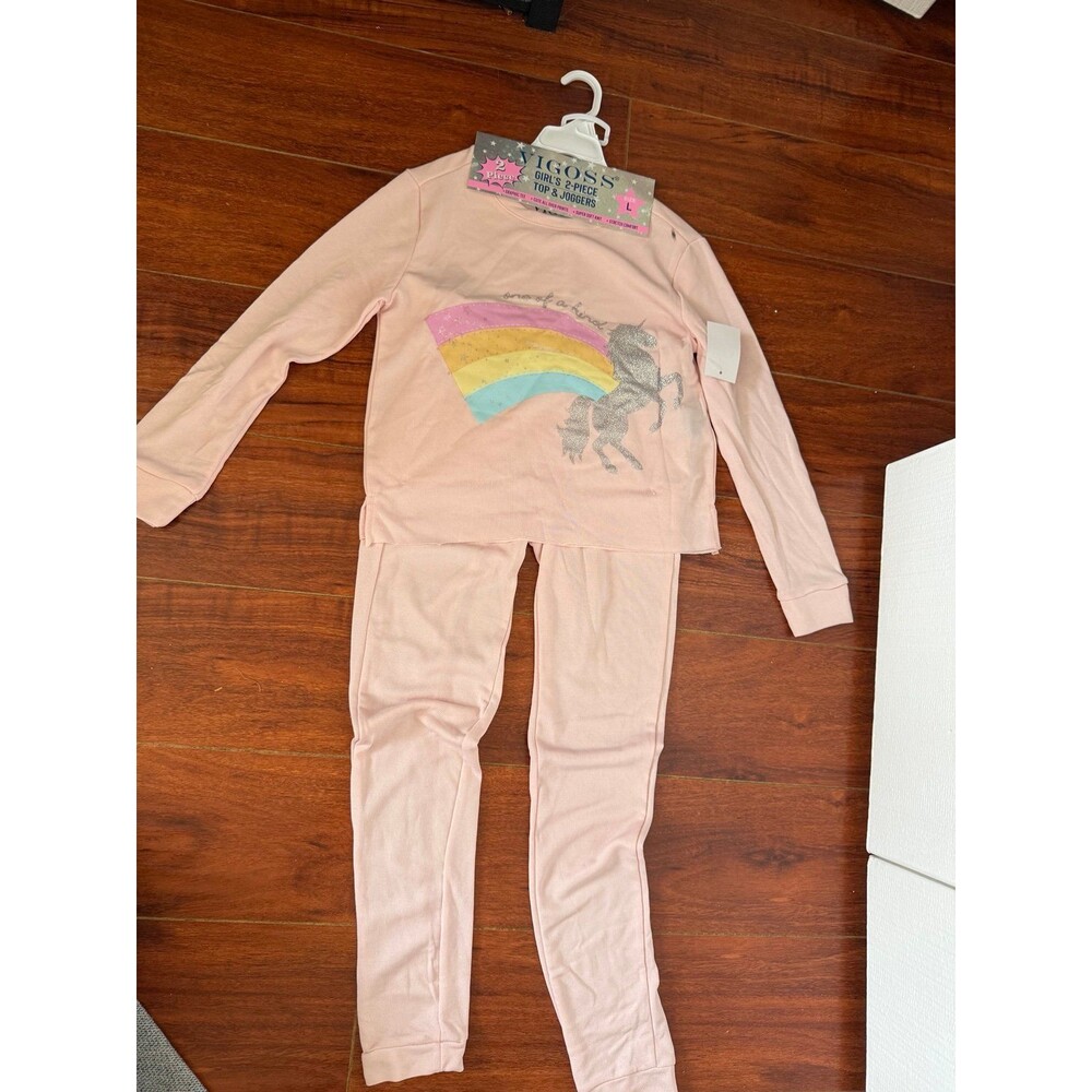 VIGOSS Girls Unicorn Rainbow Pajama Set L